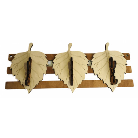 Вешалка "Листик" три крючка фанера